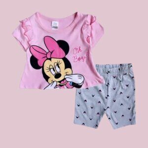 Disney Minnie Mouse Pink and Gray Pajama Set